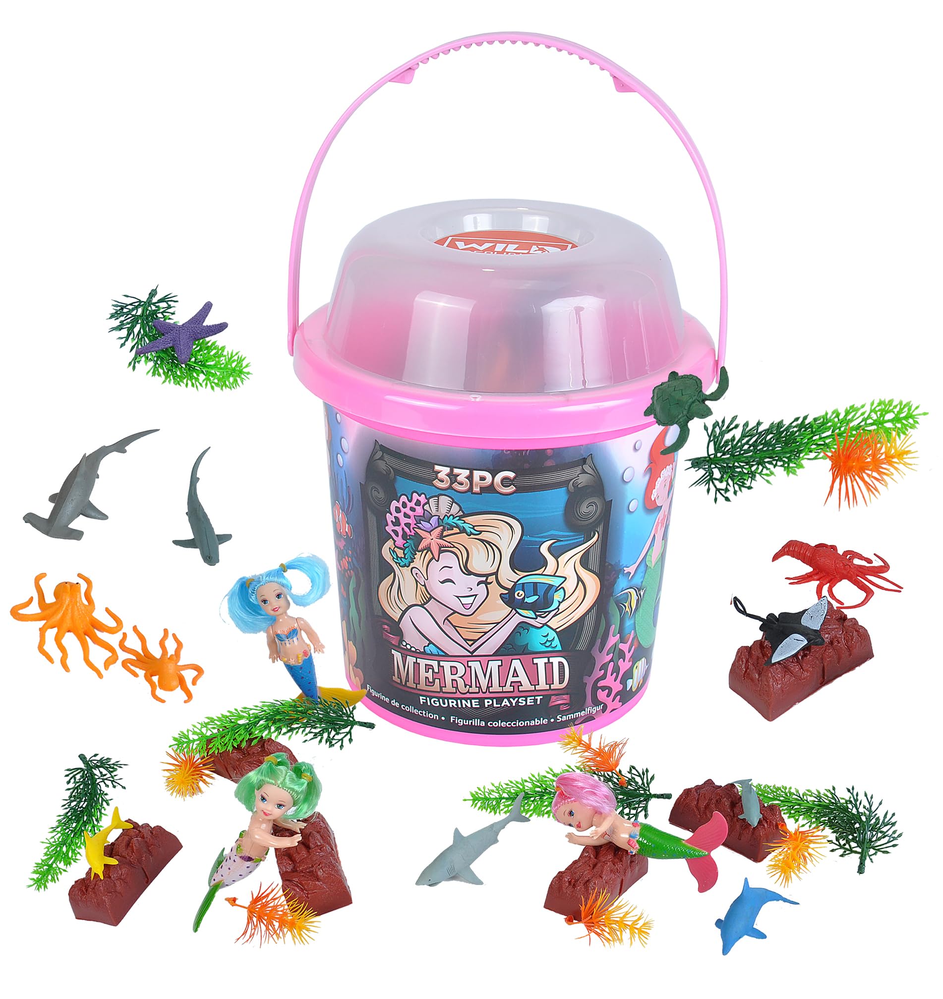WILD REPUBLIC 22219 mermaid Meerjungfrau, Figurine Playset, Adventure Bucket, 20 cm, 33-Pieces, Multi — image 1