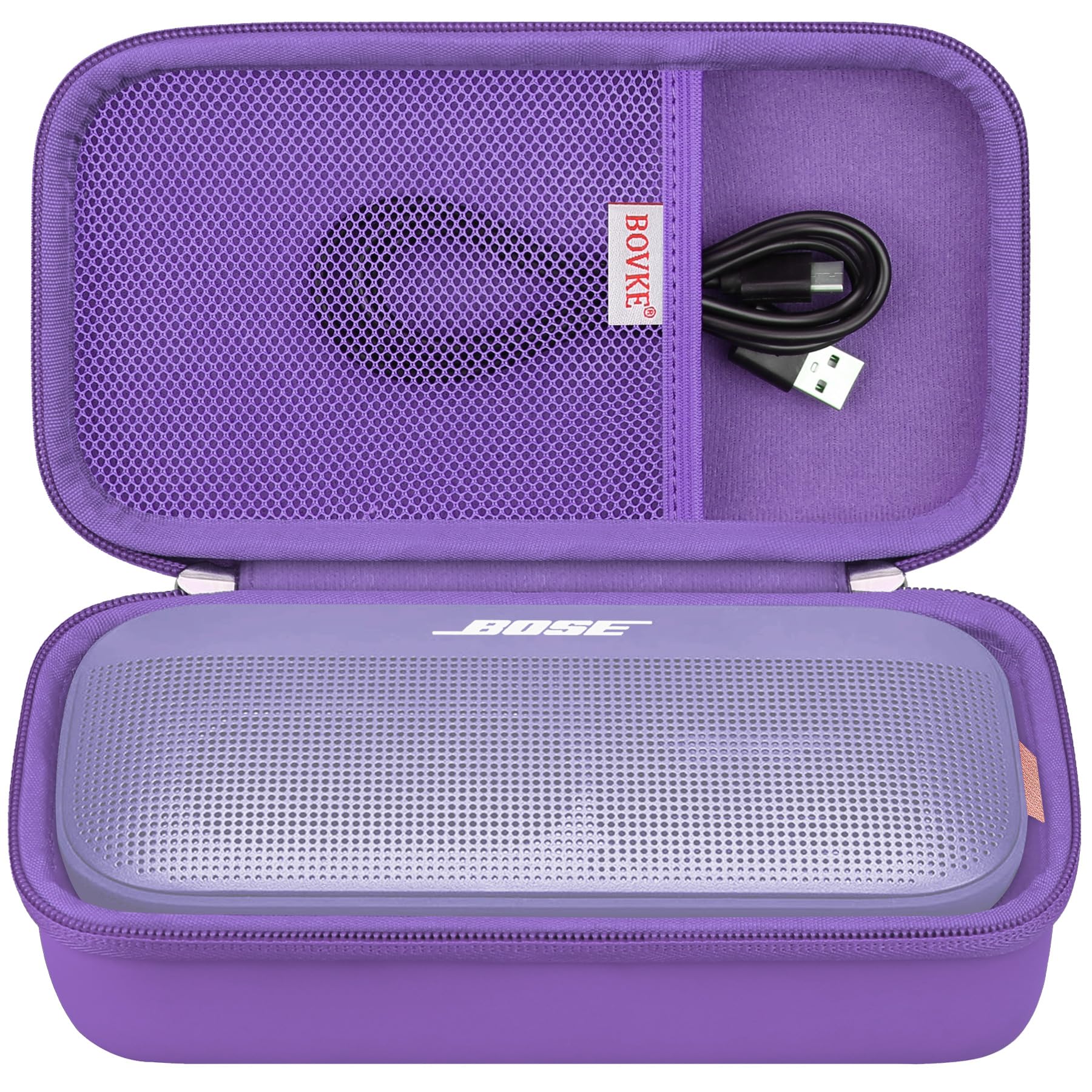 Photo 1 of BOVKE Hard Travel Speaker Case for Bose New SoundLink Flex Speaker (2nd Gen) / Bose SoundLink Flex Bluetooth Portable Speaker, Extra Mesh Pocket for Bose Speaker Charger, Charging Cables, Lilac Purple
