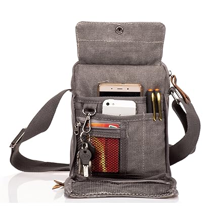 Outreo Small Messenger Bag for Men Shoulder Vintage Cross Body Crossbody Canvas Satchel Retro School Bookbag Tablet Book Tool Sport Side Pack