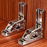 2 Pack 90 Degree Locking Hinge Folding Table Brackets | Heavy Duty Degree Self Locking for Table Legs Furniture, With Screws