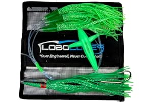 Lobo Lures #219 13" Green Machine Style Bullet Tuna Slayer Fishing Daisy Chain 400lb Leader & 10/0 Hook |Tuna Lure & Mahi Lures