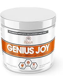 Genius Joy - Serotonin Mood Booster for Anxiety Relief, Wellness & Brain Support, Nootropic Dopamine Stack w/SAM-E, Panax Ginseng & L-Theanine &ndash; Natural Anti Stress & Herbal Calm, 100 Veggie Pills