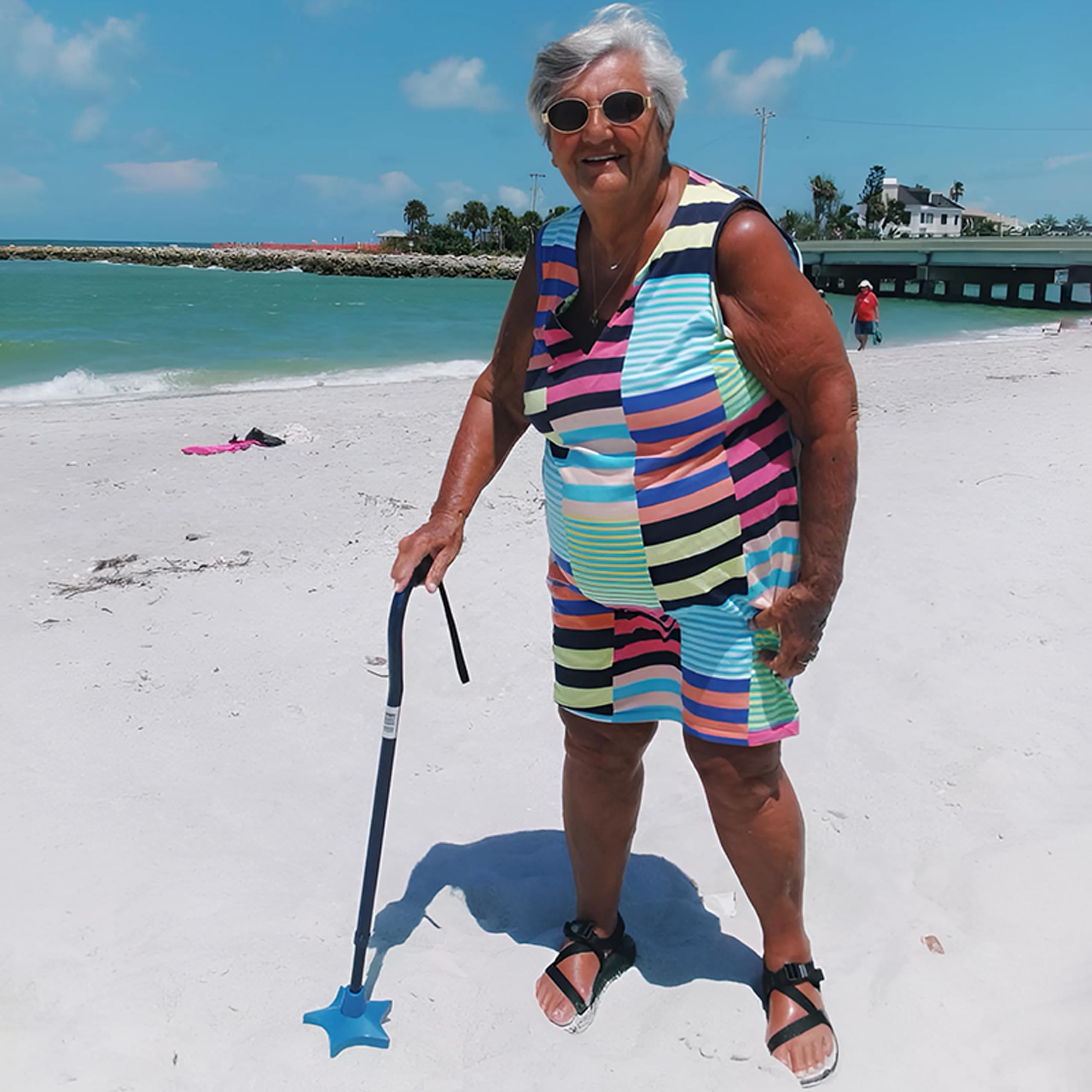 Superstar Self Standing Cane Tip has Non-Slip Heavy Duty Rubber Base to Prevent Slip, Cane Tips 3/4 inch Heavy Duty Replacement, 6-Inch Star Design for Superior Traction & Balance for Seniors (Blue)