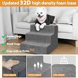 Nepfaivy Dog Steps for Bed 3-Step Non-Slip Foam Stairs 45x40x34cm view 2