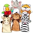 Melissa & Doug Safari Buddies Hand Puppets, Set of 6 (Elephant, Tiger, Parrot, Giraffe, Monkey, Zebra)