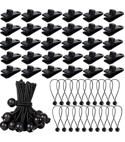 Upgraded Tarp Clips 40-Pack – Heavy Duty Clamp Lock With 100 Zip Ties, Reusable No-Drill Fasteners For Tarps, Covers, Tents, And Outdoor Use