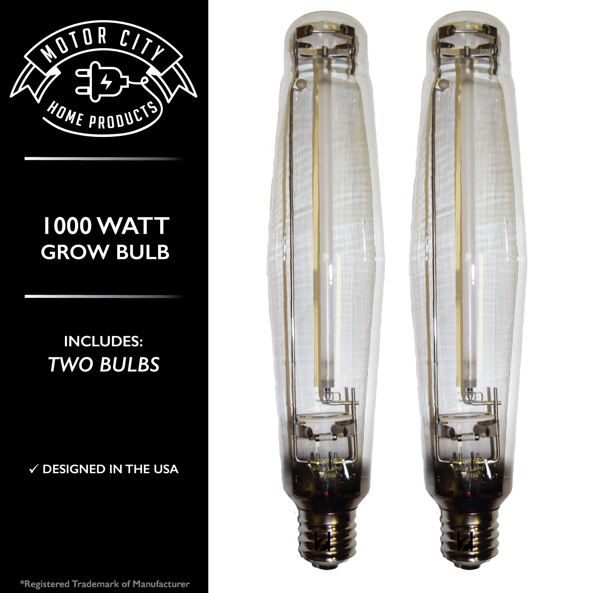 1000-Watt Super HPS Spectrum Grow Light Bulb; Long Lasting for Horticulture Indoor Gardening, Hydroponics, Magnetic and Digital Ballast; Motor City Home Products Brand (2)