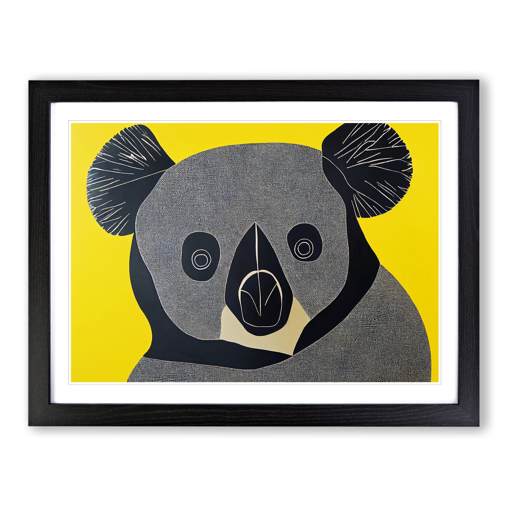 An Abstract Koala Bear BLK Framed Print | A3 Black Framed Wall Art | Ready to Hang | Abstract Animal Picture | Living Room Bedroom Lounge Office