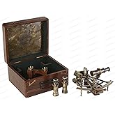 US HANDICRAFTS 8-Inch Brass Nautical Sextant – Vintage Maritime Captain’s Sextant, Functional Marine Navigation Instrument & Collectible Antique for Nautical Decor