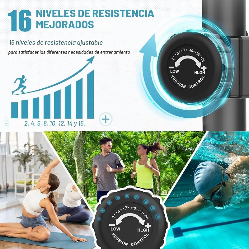Bicicleta Elíptica,3 en 1 Máquina Elíptica para Casa con 16 Niveles de Resistencia,Monitor LCD, Bluetooth App y Soporte para Dispositivos,Pedal Antideslizante, Ejercicio Peso máximo 287LBS