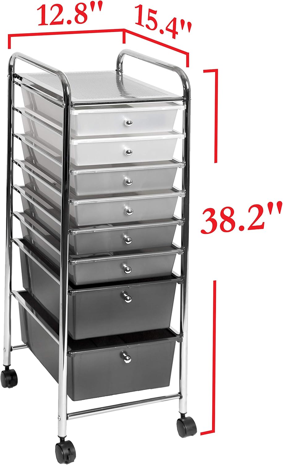 Seville Classics 8-Drawer Multipurpose Mobile Rolling Utility Storage Bin Organizer Cart, Gradient Gray: Home & Kitchen