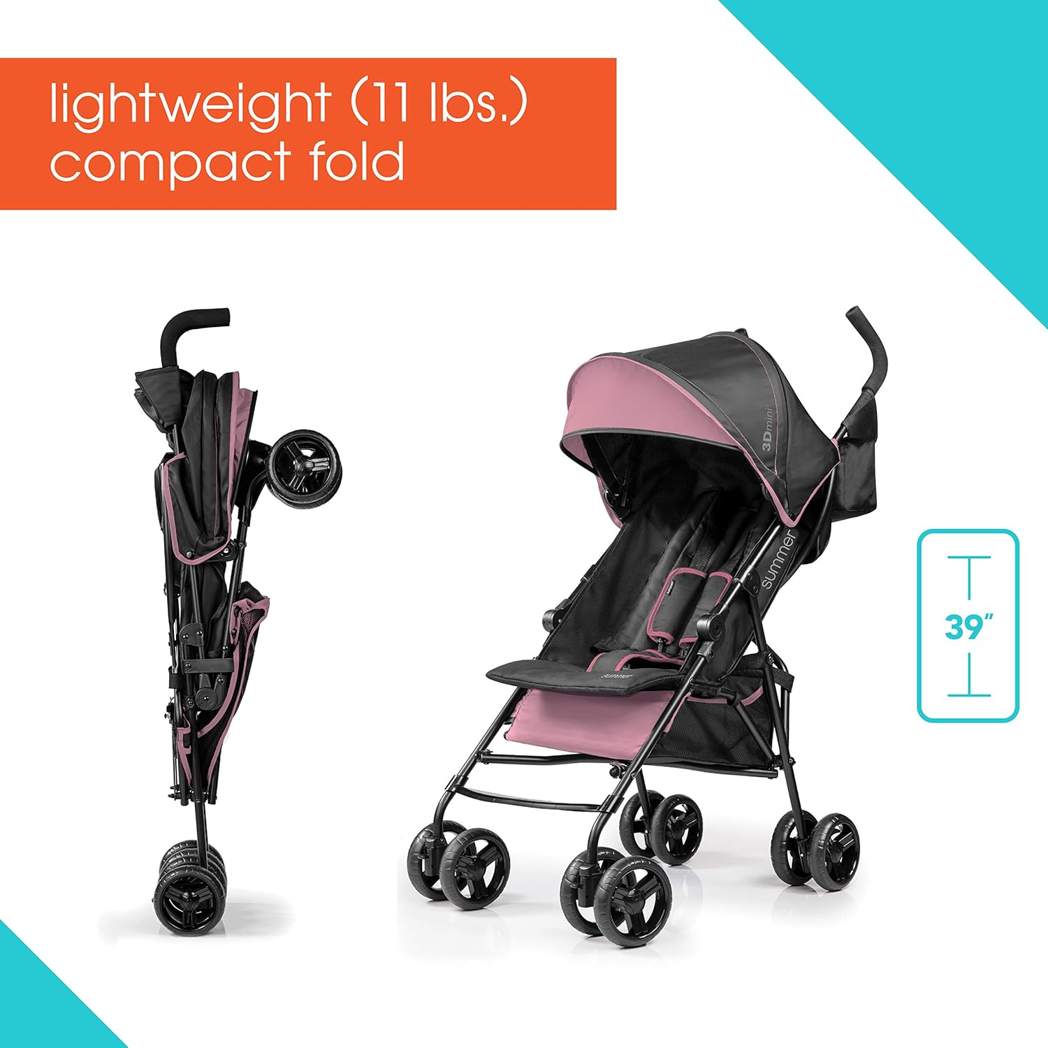 summer infant 3d mini convenience stroller pink