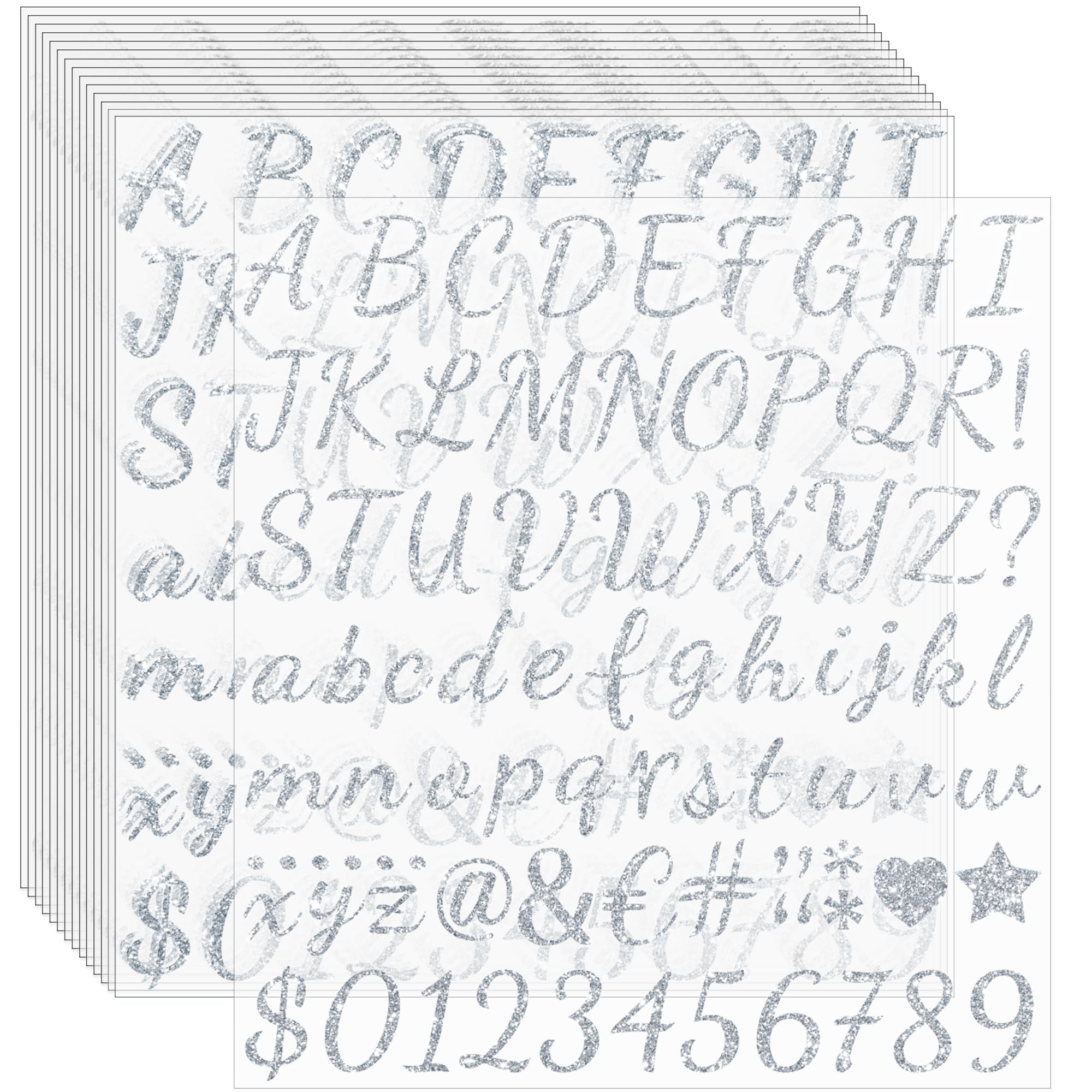 Photo 1 of 1245Pcs Letter Stickers 15 Sheets Alphabet Stickers Vinyl Sticker Letters 1Inch Self-Adhesive Glitter Number ABC Stickers for Scrapbook Water Bottles Graduation Cap Crafts Mailbox Sign (Silver)