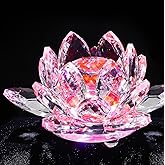 TENGFENG Sparkle Crystal Lotus Flower - 4'' Hue Reflection Clear Crystal Lotus for Feng Shui Home Decor Sun Catcher Ornaments or Paper Weight with Gift Box (100MM) Transparent Pink