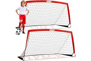 KUNUP Kids Soccer Goals for Backyard, 5×3, 6×4, 9×5FT 2 Pieces Easy Foldable Soccer Practice Net with Portable Carrying Bag for Toddler Youth Adult Soccer Training Equipment Outdoor Sports Game