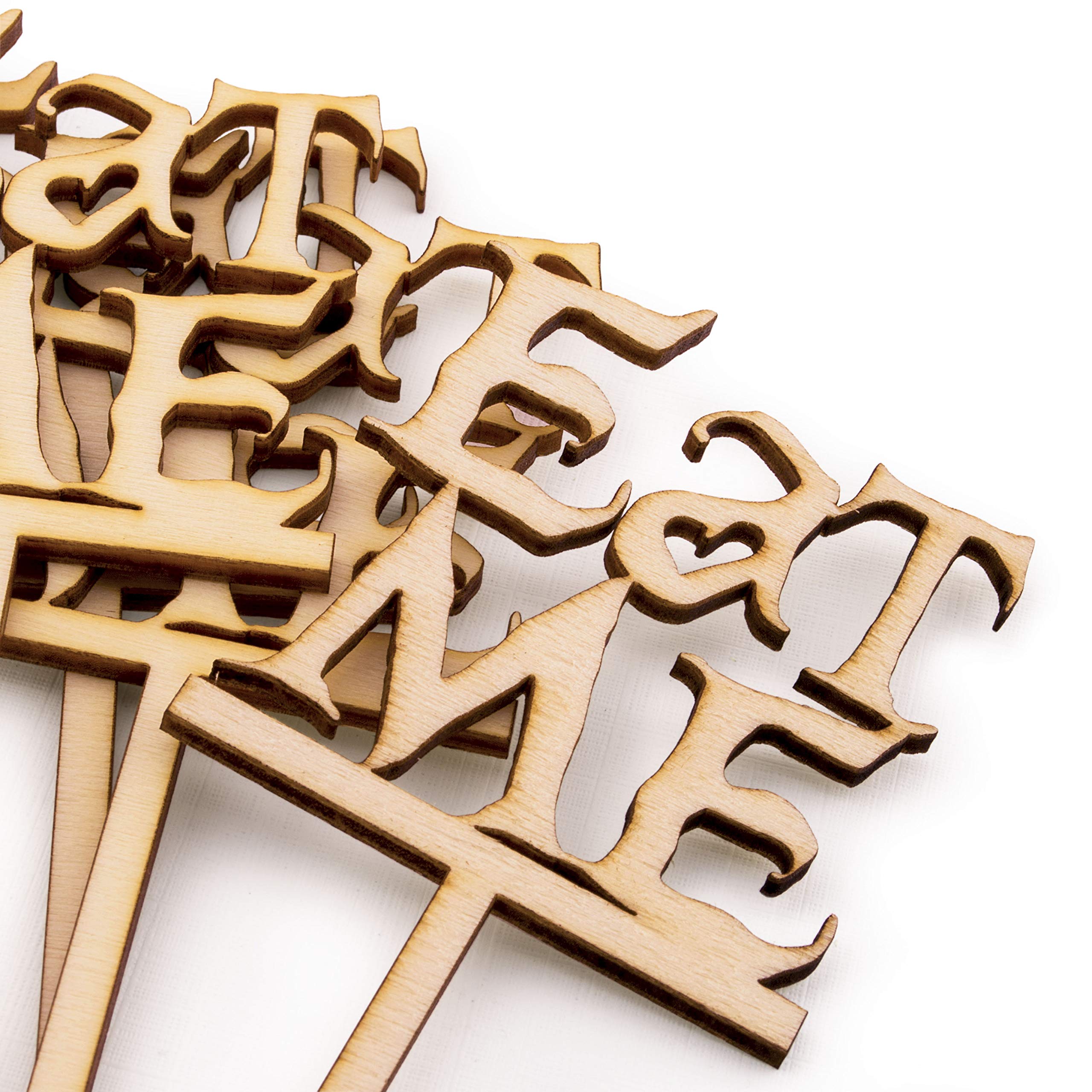 Summer-Ray 50pcs Wooden Eat Me Cupcake Topper Alice in the Wonderland Cupcake Topper