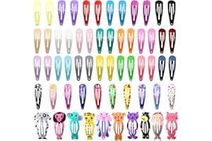 Girls Hair Clips, Funtopia 60 Pcs Non Slip Metal Snap Hair Clips Cute Animal Barrettes for Kids Teens Women, Ideal for Fine H