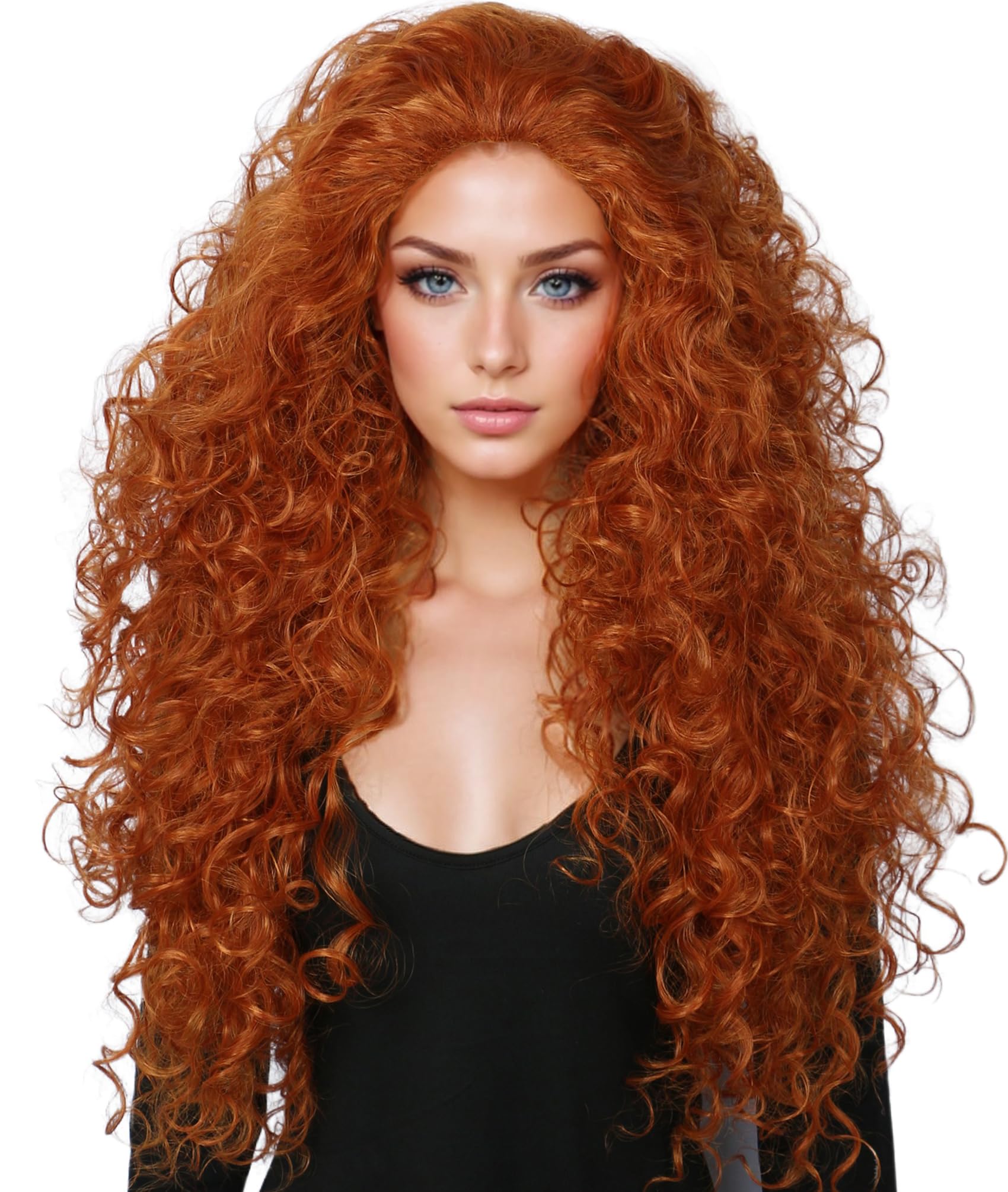 Linfairy Long Curly Orange Wig Costume Halloween Cosplay Wig