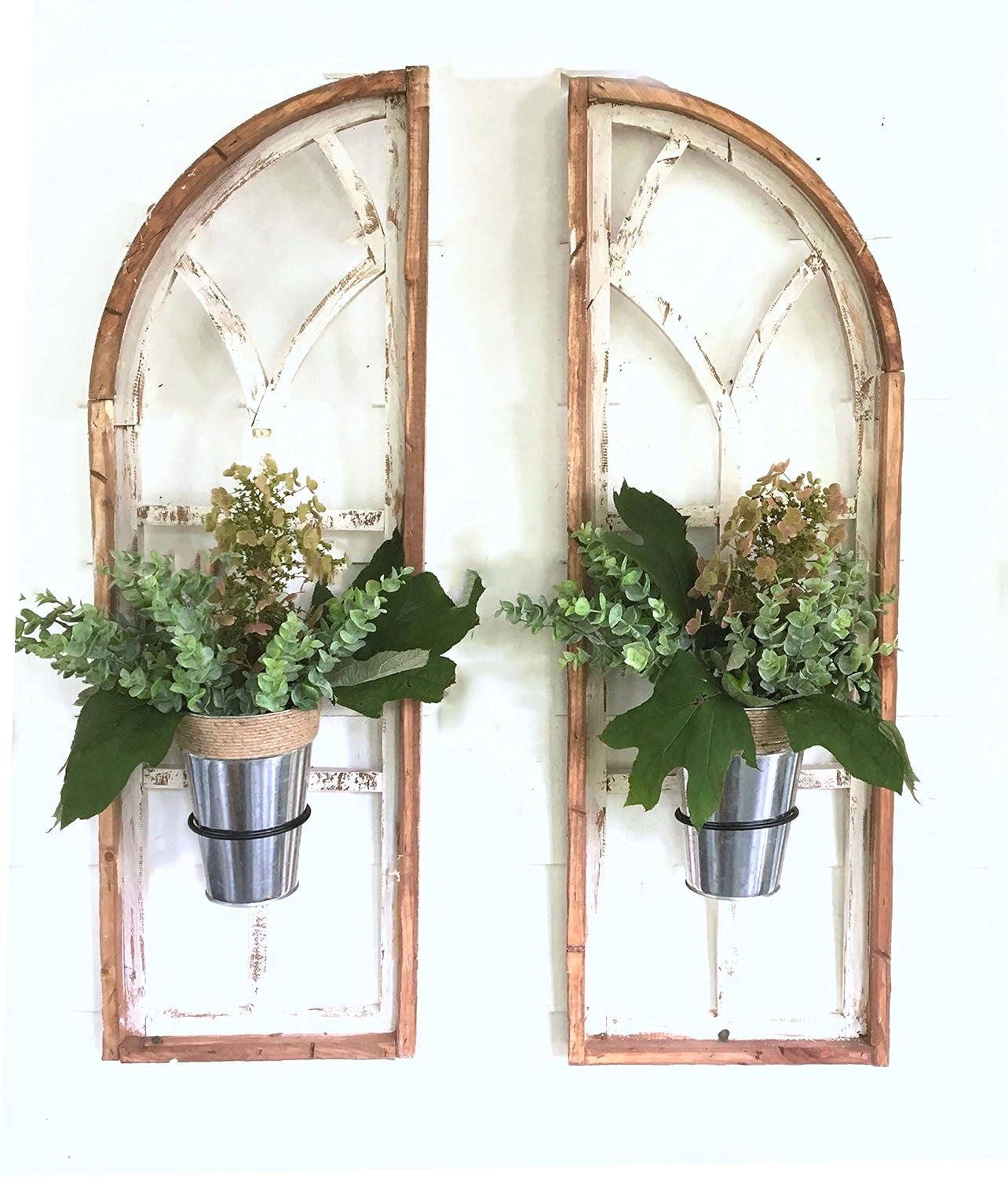 Amazon Com Set Of 2 Cathedral Arch Window Frames With Iron Pot