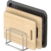 KORRTFID Cutting Board Holder Stand, Chopping Board Storage Rack, Cutting Board Organizer, 304 Stainless Steel Chopping Board Holder, Cookie Sheets Organizer 1.0+1.2 Inch Width Slots(Large)