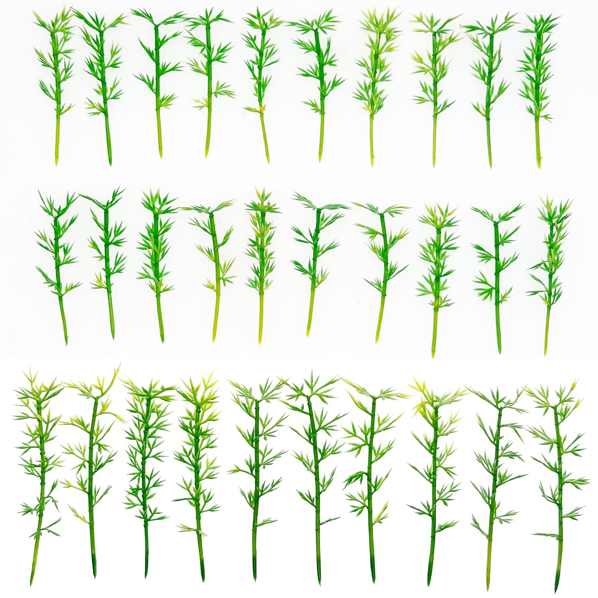 Attuslla Model Miniature Bamboo Trees, Green Plastic Bamboo Trees for Building Model, Home Miniature Landscape Landform Diorama Project, 100 PCS, 2.36’’ and 3.15’’