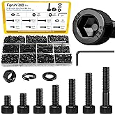 Fgruh 480PCS M4 Socket Head Screws Assortment Kit,M4x6/8/12/16/20/30 mm | M4-0.7 Hex Socket Cap Head Bolts Nuts Washers Assorted Set, Metric 4mm Screws for 3D Print, Grade 12.9 Alloy Steel Black Zinc