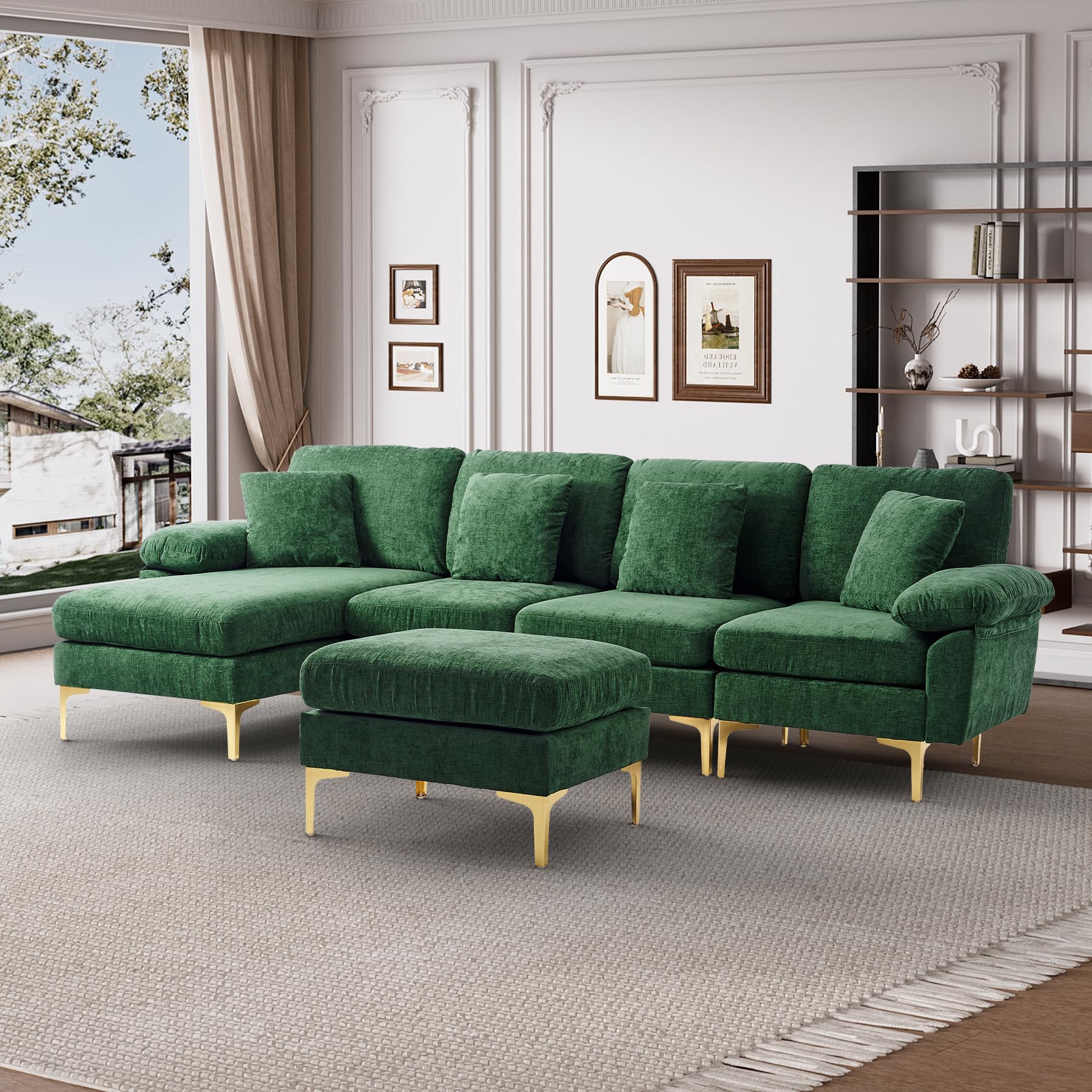 Wrofly U-Shaped Sectional Sofa Couch, 114" Comfy