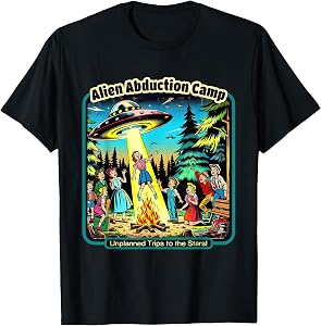 Funny Vintage Alien Abduction Camp UFO Alien T-Shirt