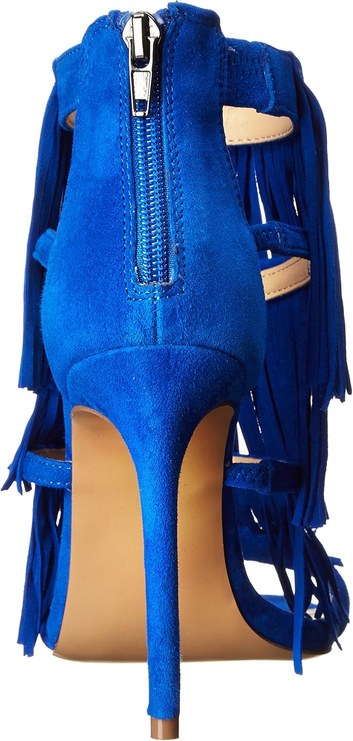 steve madden blue fringe heels