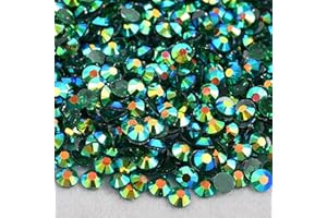 Niziky 3000PCS 5mm Resin Flatback Rhinestones, Transparent Resin Flatback Rhinestones Crystal for Crafts, Dark Green AB Color Flatback Jelly Resin Rhinestones for Tumbler, Shoes, Craft Decorations