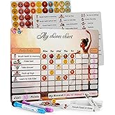 Mimi Doodle Magnetic Chore Chart for Kids – 16x12 Dry Erase Daily Responsibility Board for Fridge with 39 Chore tabs, 100 Reward Stickers – Behavior Chart for Kids at Home – Ballerina Theme