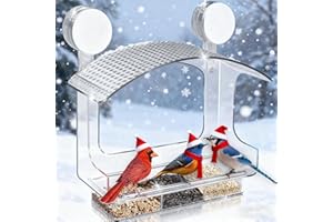 Gbekery Window Bird Feeder with Strong Adhesive Suction Cups, Clear Bird Feeders for Window Viewing, Acrylic Window Bird Houses for Viewing Inside, Suction Bird Window Feeder for Cats