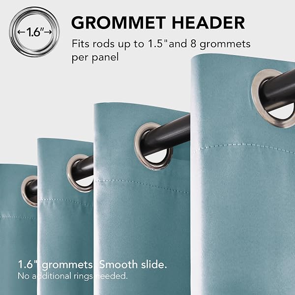 DECONOVO BLACKOUT CURTAINS FOR BEDROOM, THERMAL INSULATED ROOM DARKENING GROMMET WINDOW DRAPES, SKY BLUE, 52W X 84L INCH, PACK OF 2 FOR LIVING ROOM & NURSERY PRIVACY PANELS