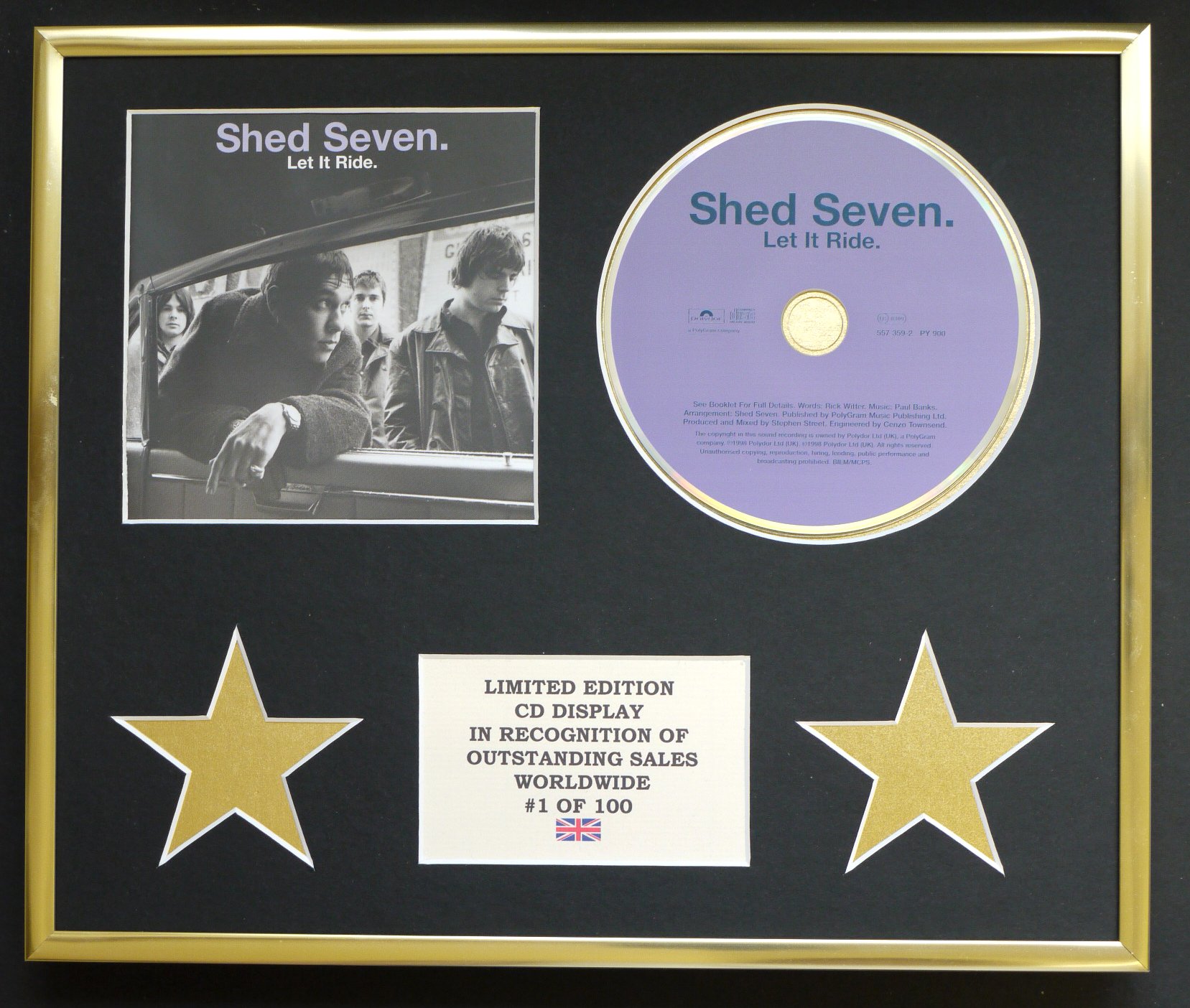 SHED SEVEN/CD DISPLAY/LIMITED EDITION/COA/LET IT RIDE
