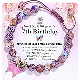 YUCSAWJK Birthday Bracelet for 6-18 Years Old, Purple Natural Stone Butterfly Charm Bracelet, Gift for Daughter Granddaughter Niece Niece Teenage Girl Holiday Bracelet Gift