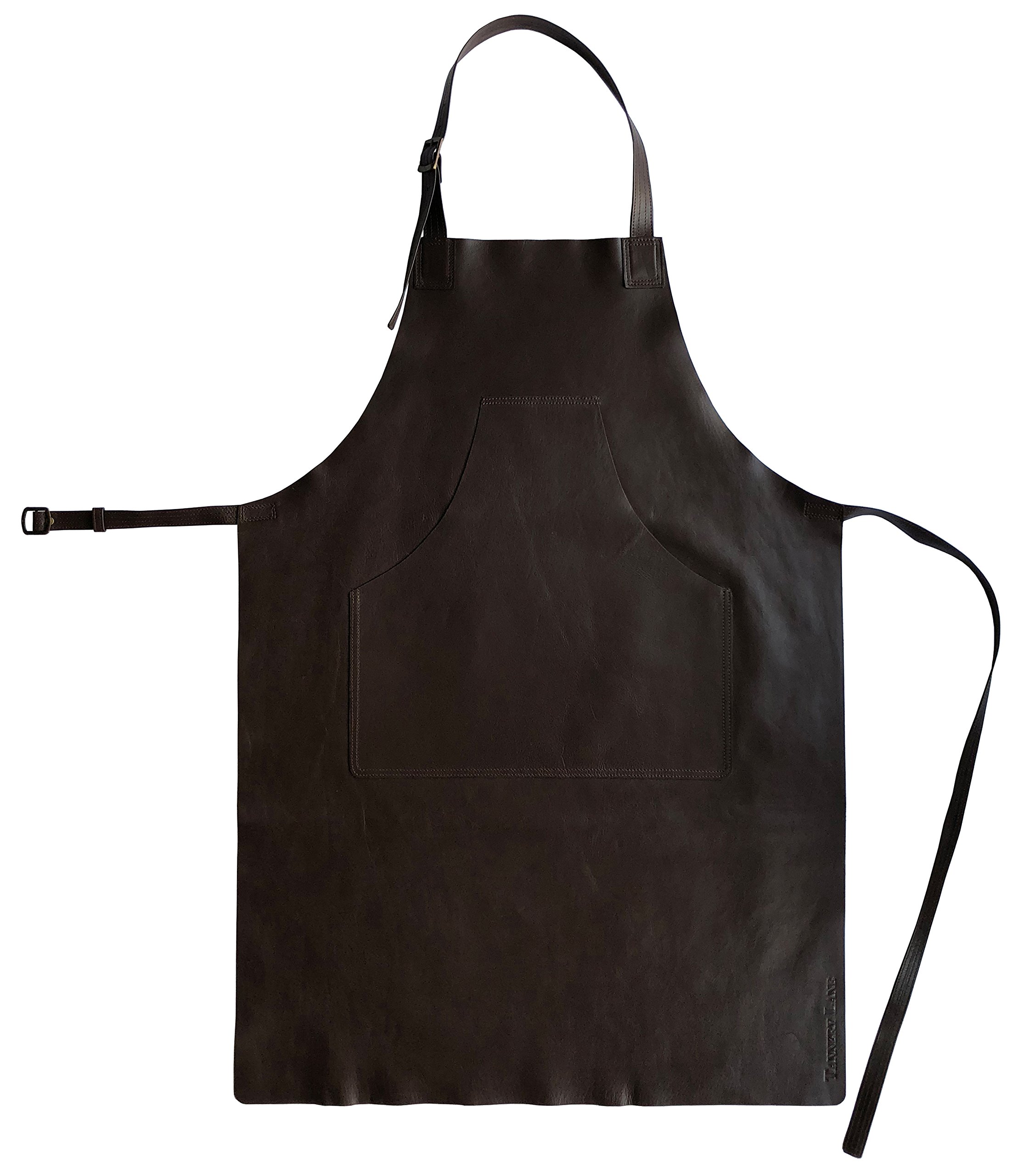 Leather Apron for Artisans in Full Grain Mahogany Brown Leather