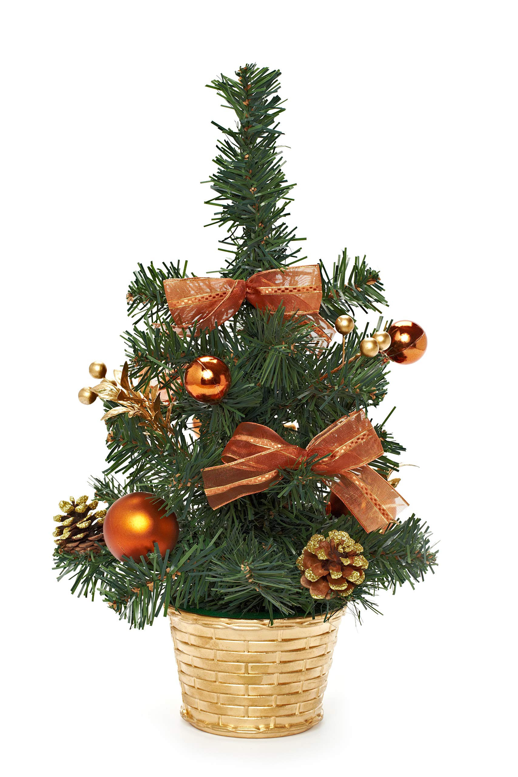 HEITMANN DECO Decorated Christmas Tree - Small Artificial Christmas Tree with Jewellery - Gold, Copper - Plastic Tree