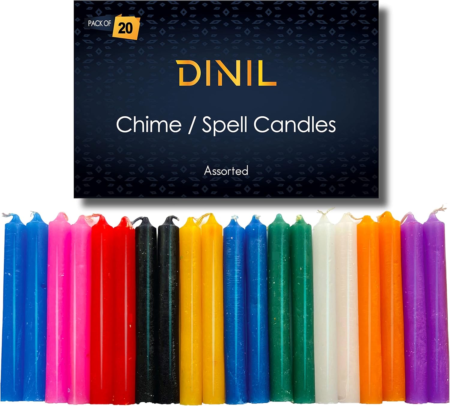 Candles & Holders - Dinil – 20 Assorted Color Spell/Chime Candles – Premium Mini Taper Candles for Rituals, Prayer, Birthdays, Meditation, Altar, Spells, Chime Candles - 4 Inch Tall (Multi-Colored)