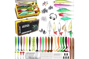 EXAURAFELIS Fishing Lure Fishing Lures kit Lure Set for Bass Trout Salmon Freshwater Fish Tackle Box Shrimp Worm Bait Spoon Grasshopper Crankbait Jigs Hooks Fishing Gear and Equipment