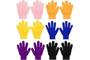 QKURT 6 Pairs Children's Magic Stretchy Gloves, Unisex Knitted Gloves Winter Warm Glove Colorful Thermal Glove 4-12 Year