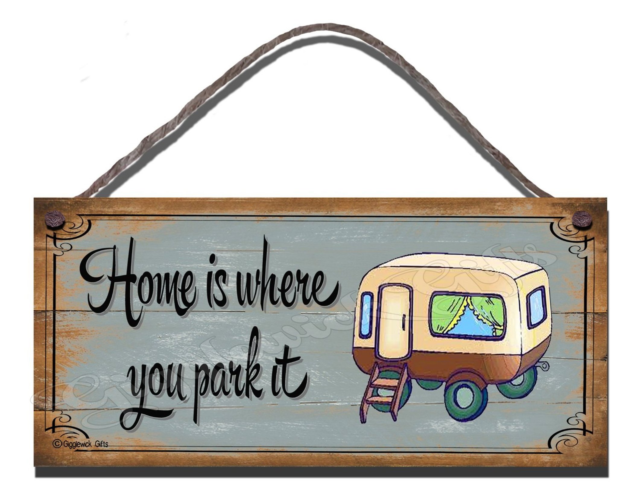 Funny Sign Shabby Chic Wooden Wall Plaque New Home Is Where You Park It Caravan Gift Present