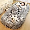Murago Human Dog Bed for Adults, 71" Long Human Size Dog Bed, Removable Cover, Washable, Waterproof, Orthopedic Design [Light Grey]