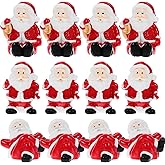 SEWACC 12 Pcs Mini Christmas Santa Claus Ornaments Resin Christmas Miniature Ornament Santa Claus Figurines Micro Landscape