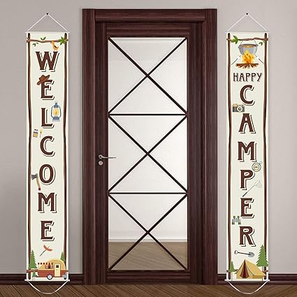 Amazon Com Camping Party Banner Camping Party Decorations Welcome
