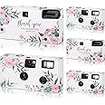 5 Pcs Disposable Camera for Wedding Bulk, Color Film Single Use Camera Bulk with Flash 34 mm Disposable Cameras One Time Camera for Gathering Wedding Travel (Flower)
