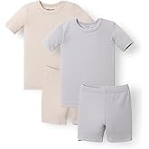 AVAUMA Toddler Short Pajamas Set Baby Boys Girls Kids Snug fit Ribbed Sleepwear pjs for Daily Life Style