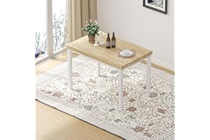 FiveWillowise Dining Table for 4, Rectangular Kitchen Table with Engineered Wood Tabletop and Metal Legs for 4 Person, Wooden Top Dinner Table for Kitchen, Light Grey