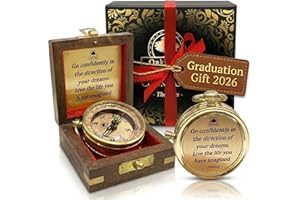 The Dream Chaser Compass in Wooden Box - 2025 Graduation Gifts for Him, College, High School, Birthday Gift Idea for Son, Boy