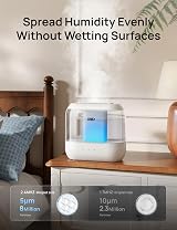 DREO 4L Cool Mist Humidifier for Bedroom Baby Quiet Oil Diffuser Top-Fill 36H view 4
