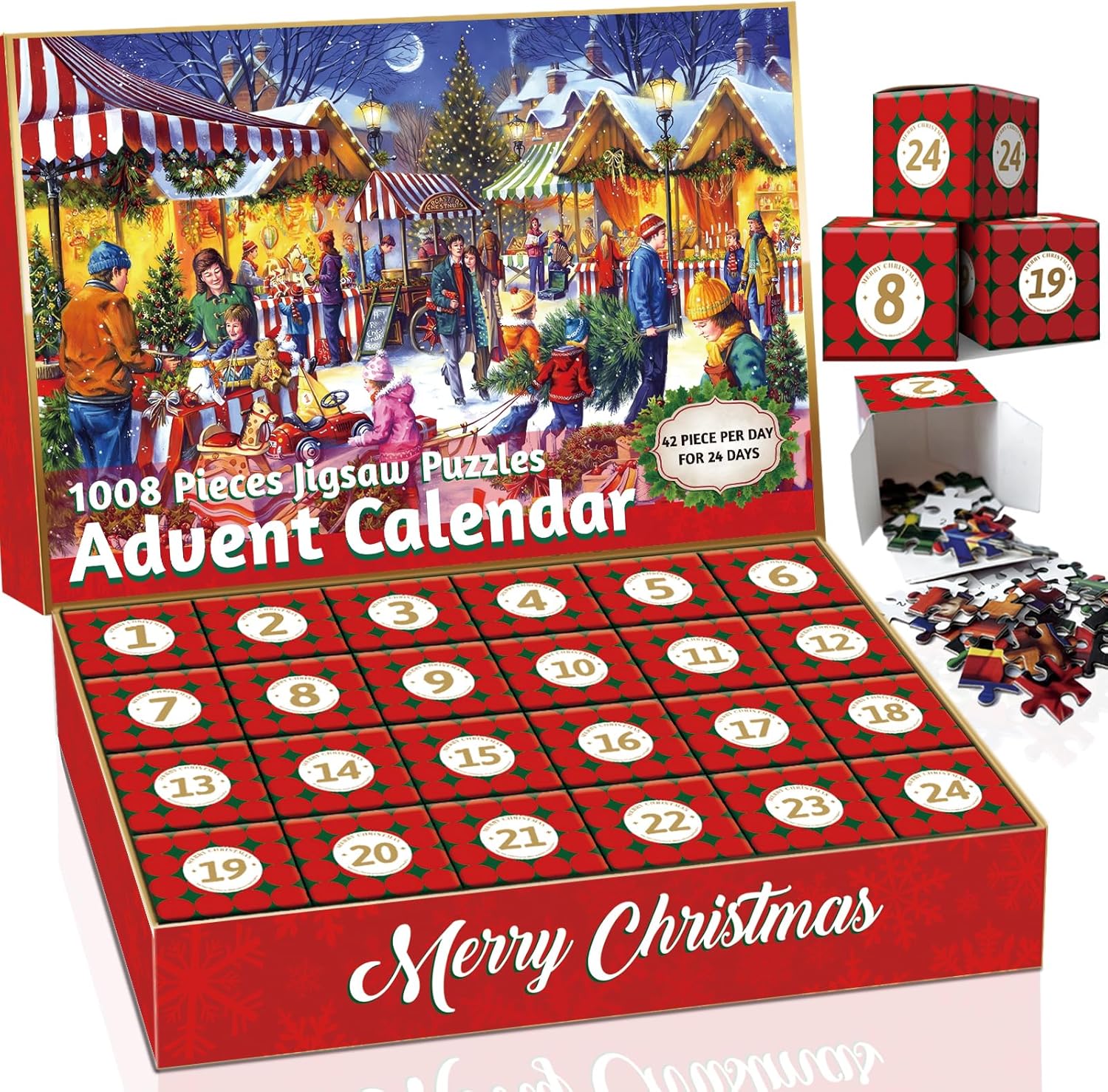 Advent Calendars - Jigsaw Puzzles Advent Calendar 2023, Christmas Scene Puzzle 24 Days Countdown Calendars for Kids, Boys, Girls, Teens, Over 1000 Pieces Puzzle Advent Calendar 2023 Adult, Parents, Xmas Gift for 5-7, 8-12 (M5)